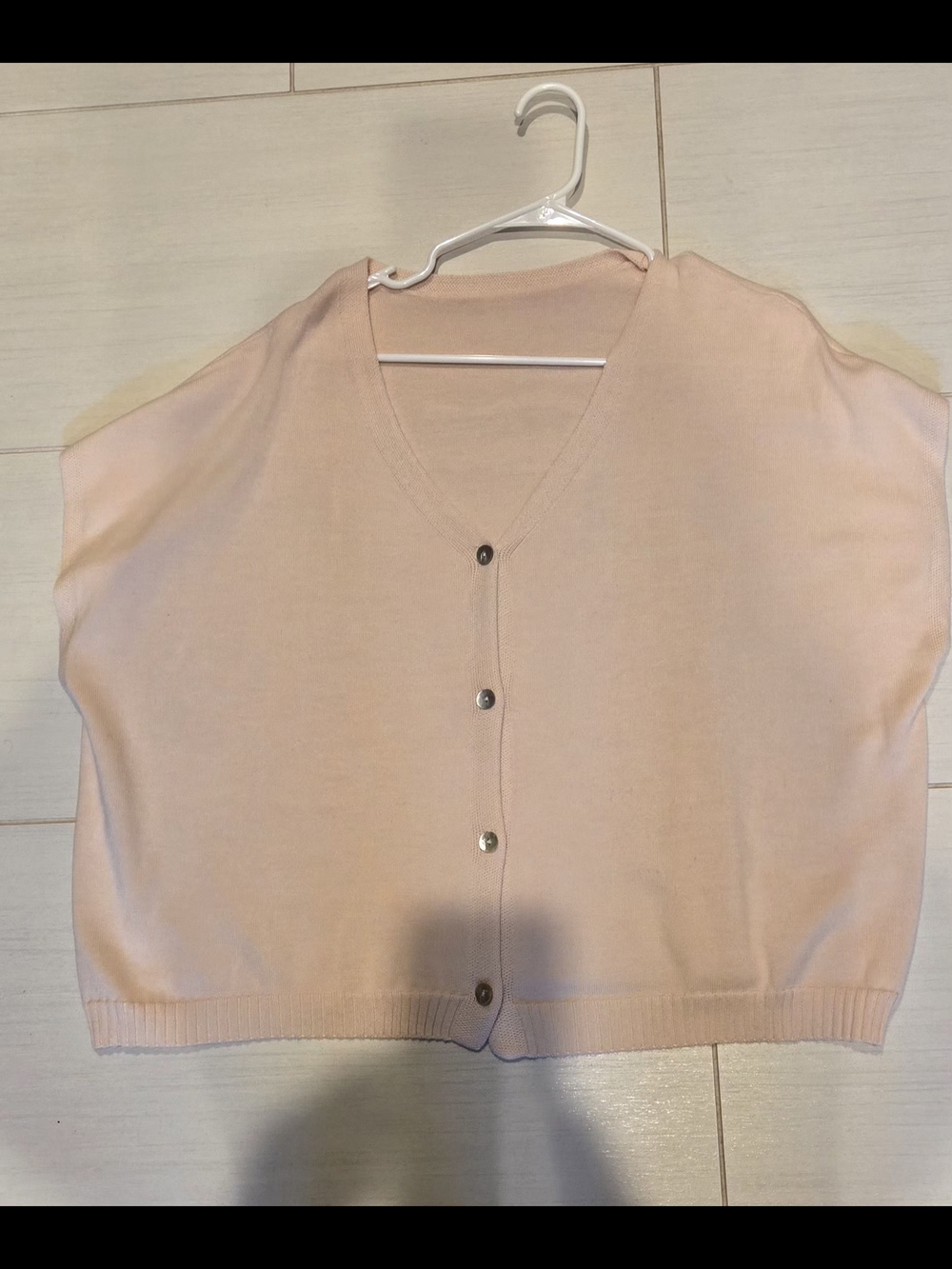 Soft Pink V-Neck Button-Front Women's Sweater